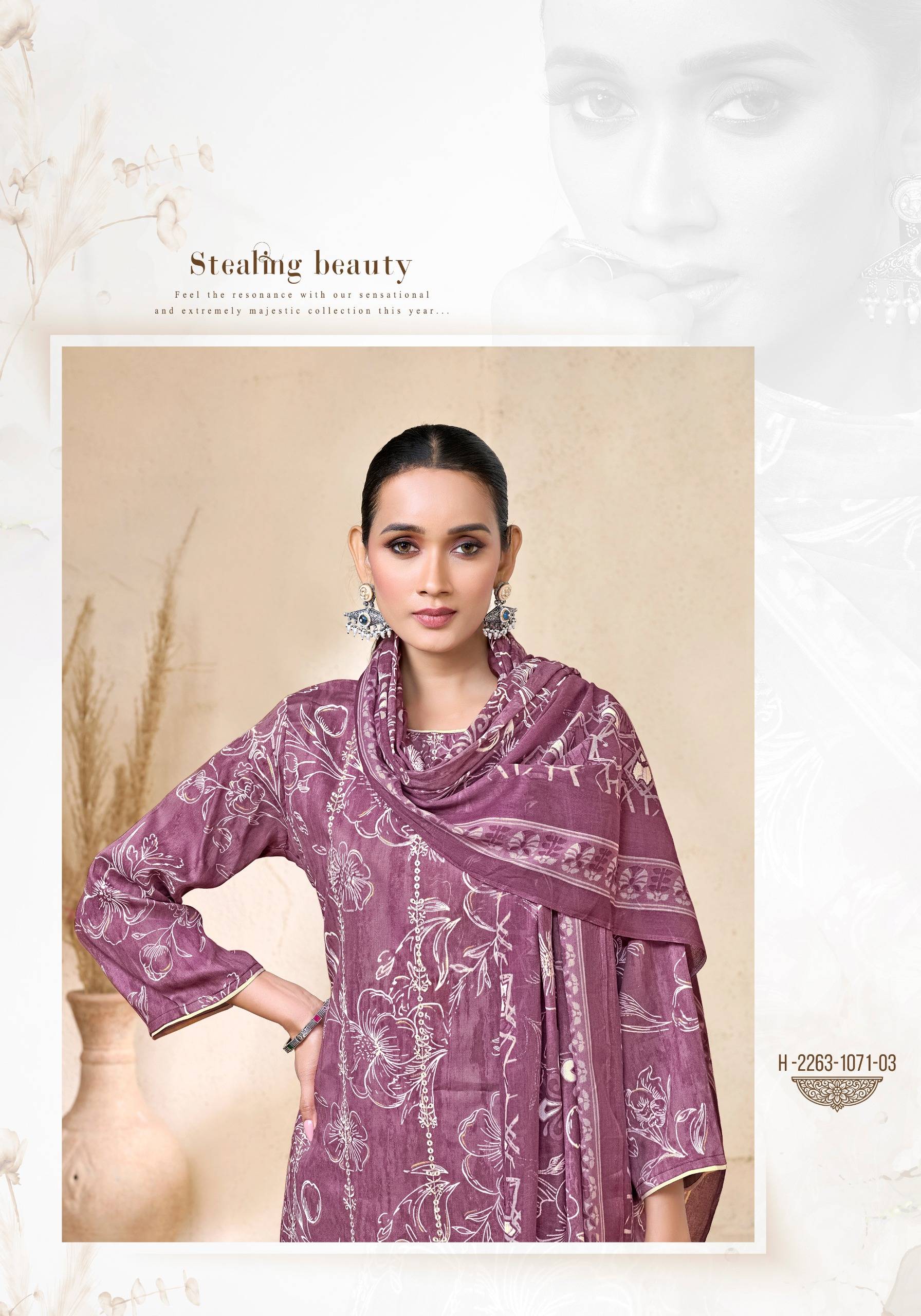 TALIB AZIZ by  Alok Suit 2263-1071-01 to 2263-1071-06 series Indian Pakistani ethnic wear Pure Zam Cotton At Wholesale Price